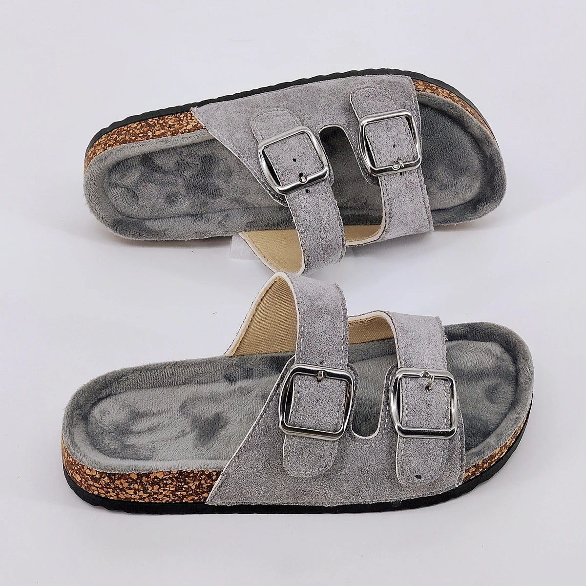 Trendy and Fashionable Buckle Flat Cork Slippers Holiday Style Summer Men's and Women's Beach Buckle Outdoor Casual Sandals