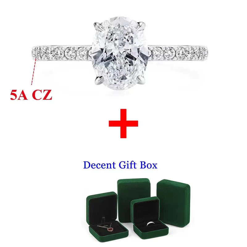 Oval Cut Moissanite Sterling Silver Engagement Ring for Women