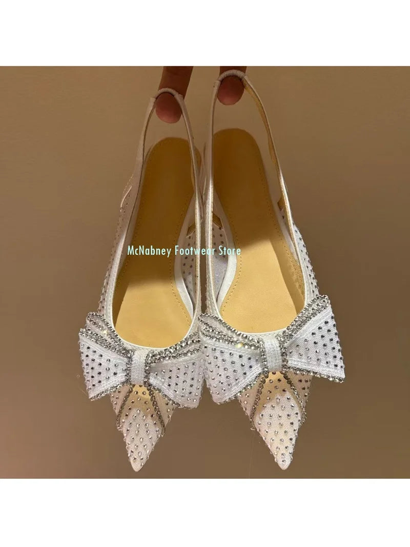Rhinestone Embellished Mesh Fabric Stilettos for Women
