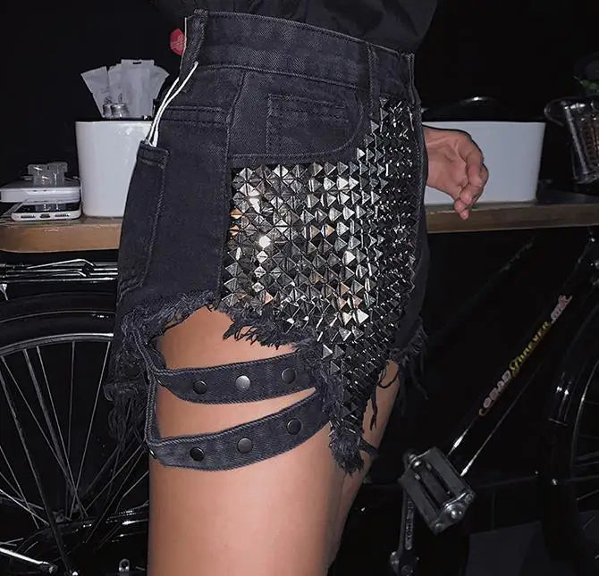Relaxed Fit High Waisted Denim Shorts With Tassel Accents For Women