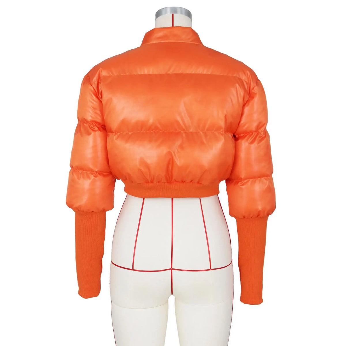 Warm Stand Collar Zippered Short Parka Jacket for Women