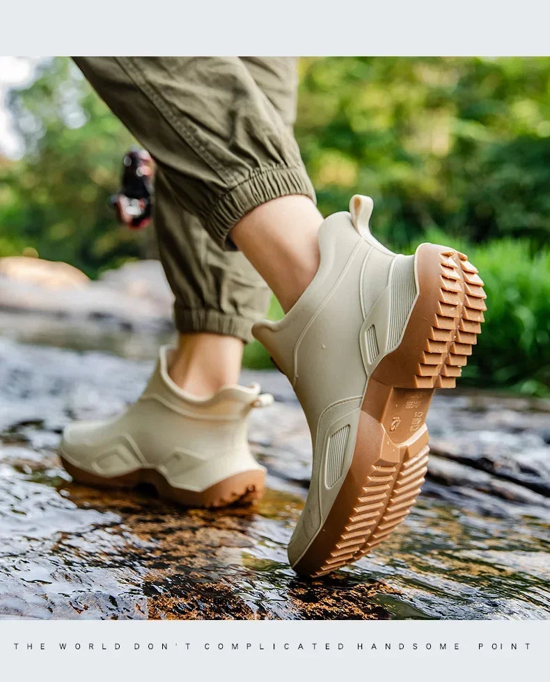 Round Toe Waterproof Ankle Rain Boots