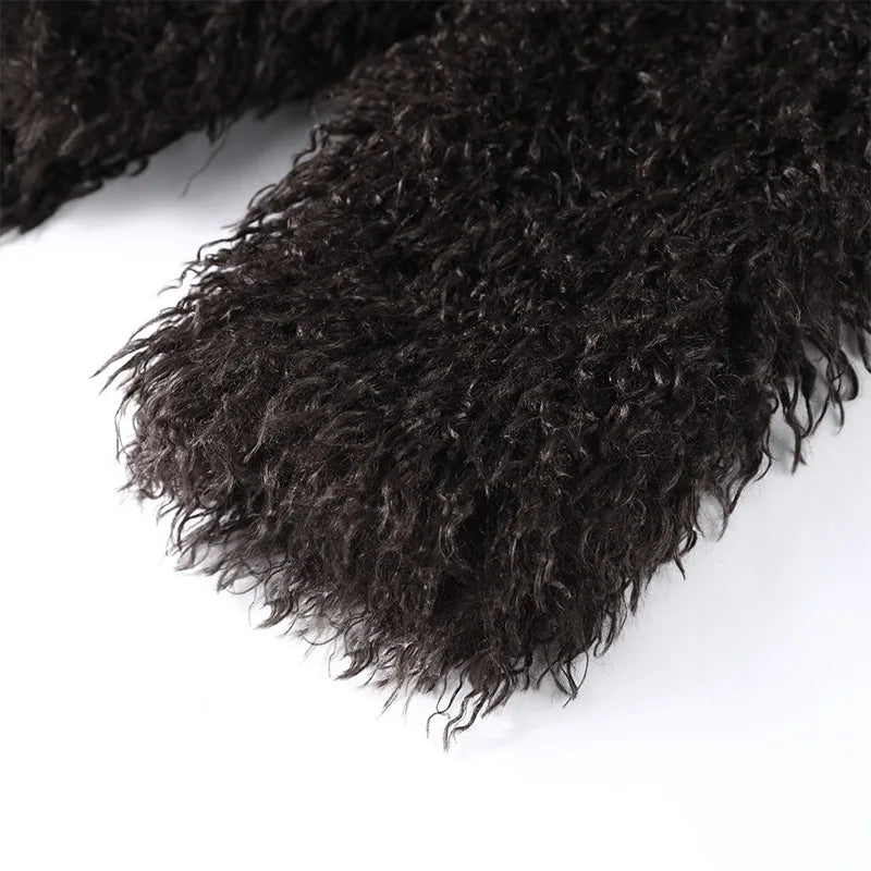 Vintage Women's Fur Coat Elegant Open Collar Thicken Full Sleeve Jacket With Furs Female 2025 New Autumn Winter Woman Clothes