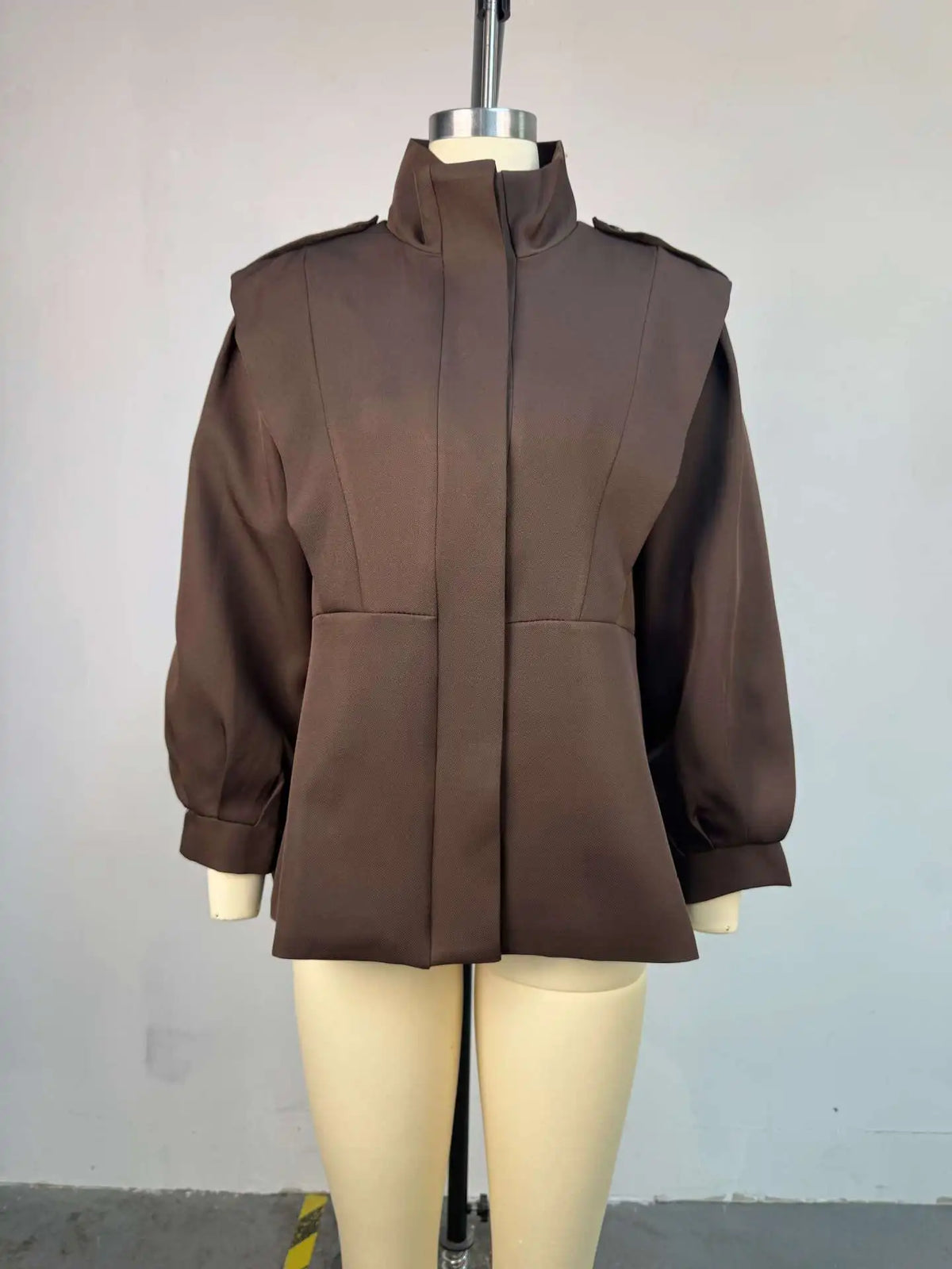 Elegant Short Trench Coat With Stand Collar for Women