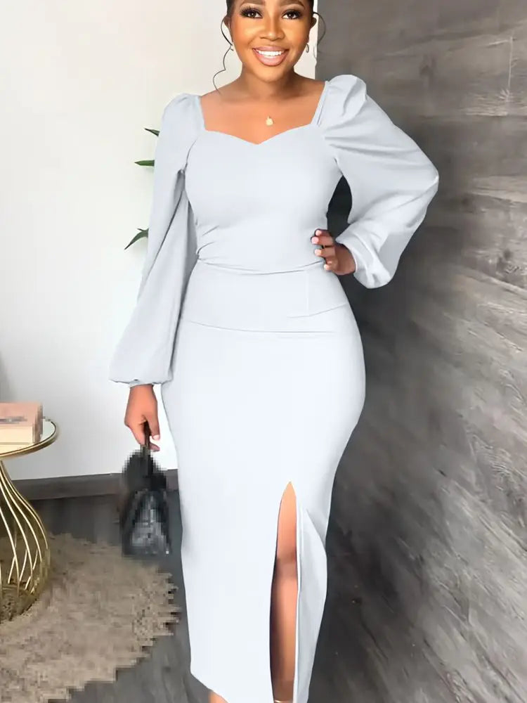 Elegant Ankle Length Knit Evening Party Dress for Women