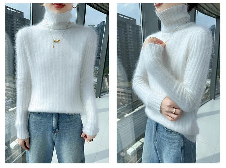 Warm Slim Fit Turtleneck Pullover Sweater for Women