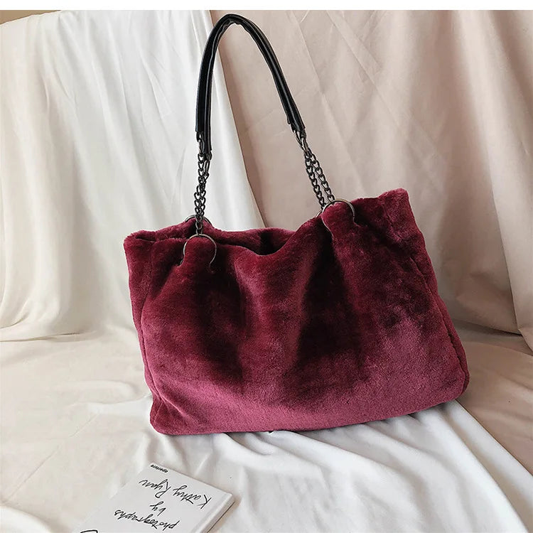 Soft Plush Large Capacity Luxury Shoulder Bag for Women
