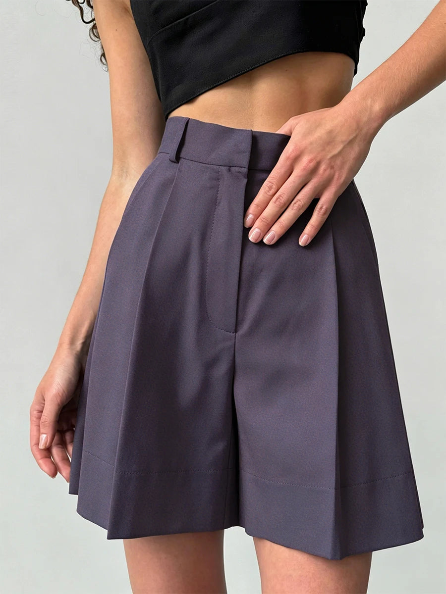 High Waisted Casual Summer Linen Blend Shorts For Women