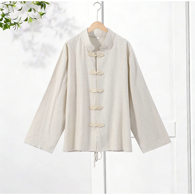 Casual Cotton Coat And Wide Leg Trouser Set for Women