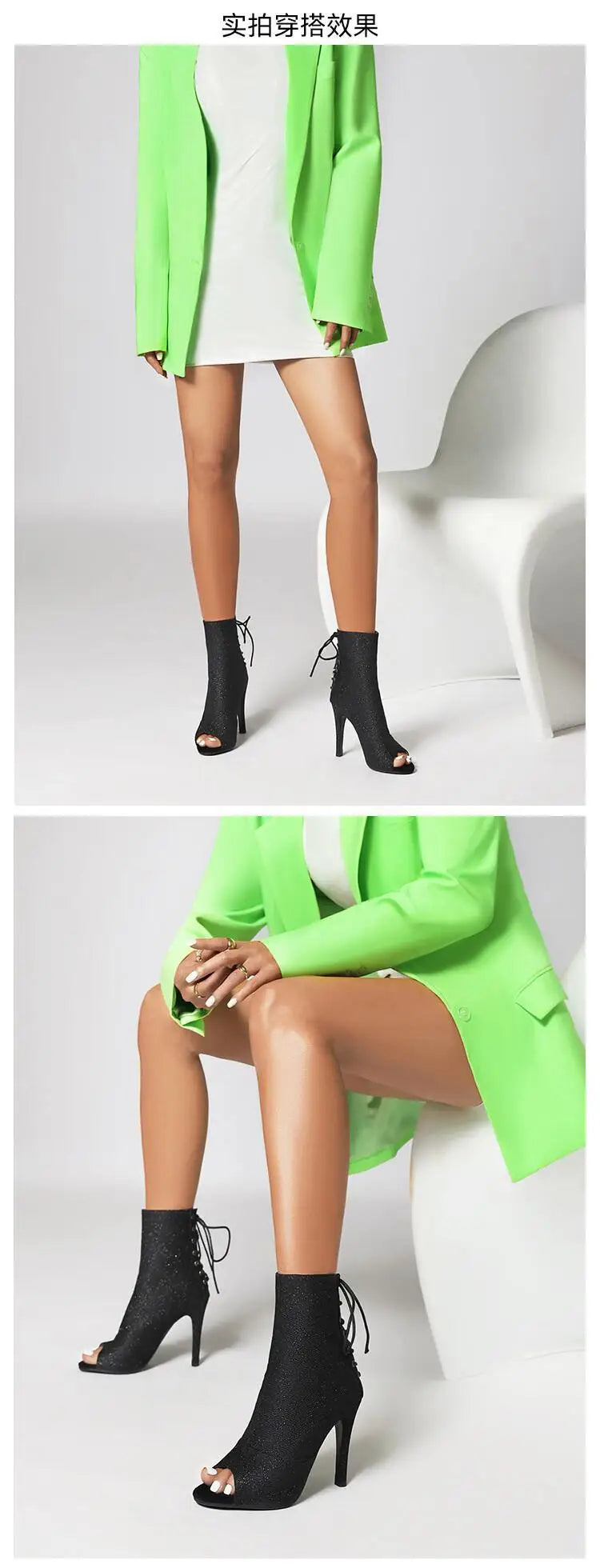 Suede Sole High Heel Ankle Dance Booties for Women