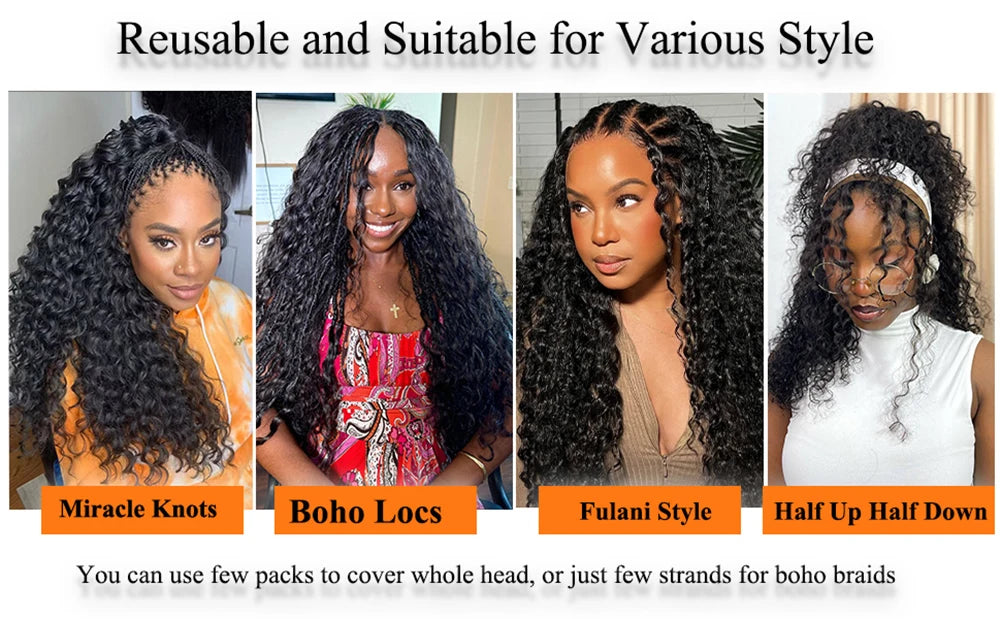 Deep Wave Human Hair Braiding Extensions for Women