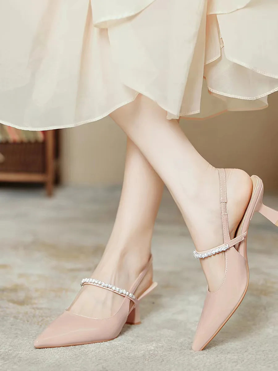 Rhinestone Stiletto Back Strap Sandals