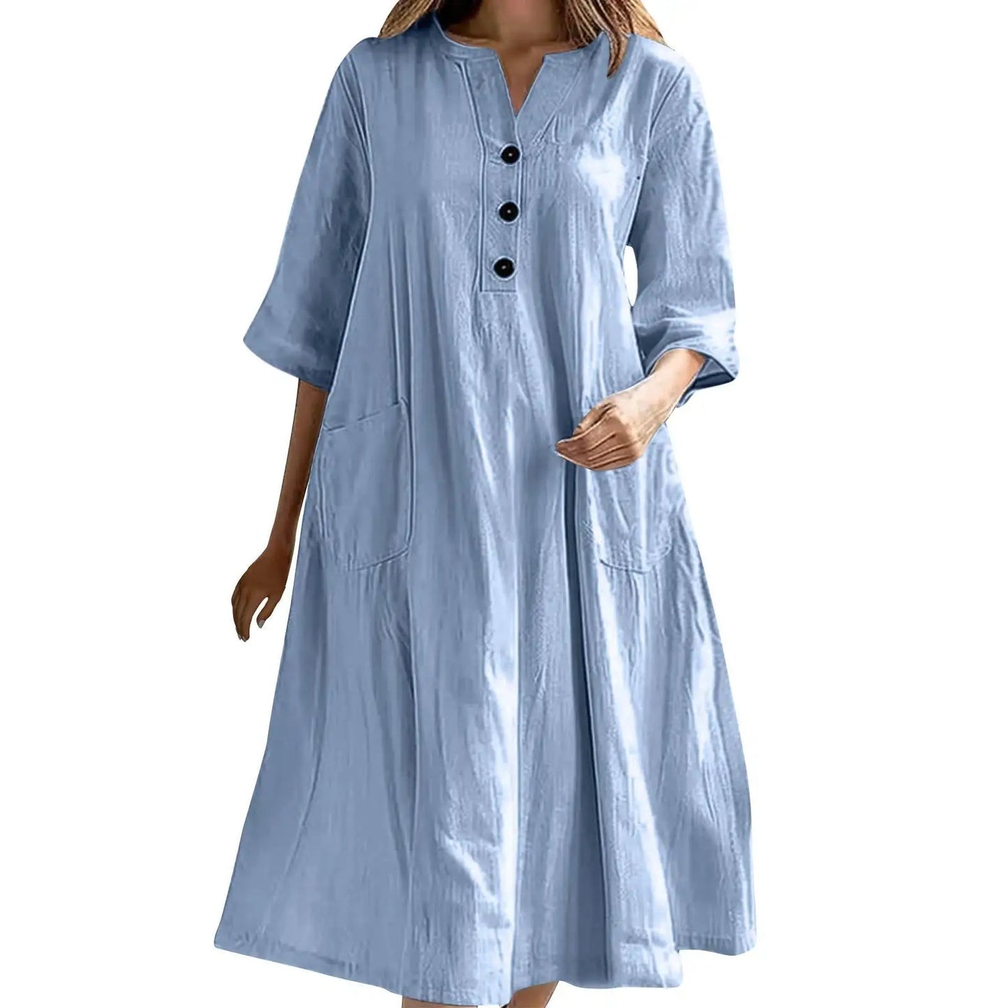 Elegant Casual Short Sleeve Solid Midi Dress for Women