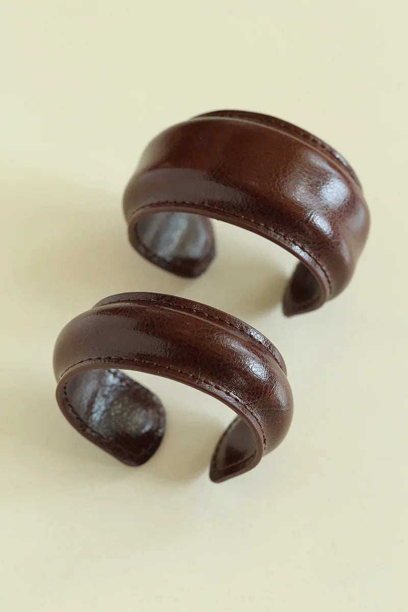 Elegant Minimalist Leather Wide Cuff Bracelet for Women