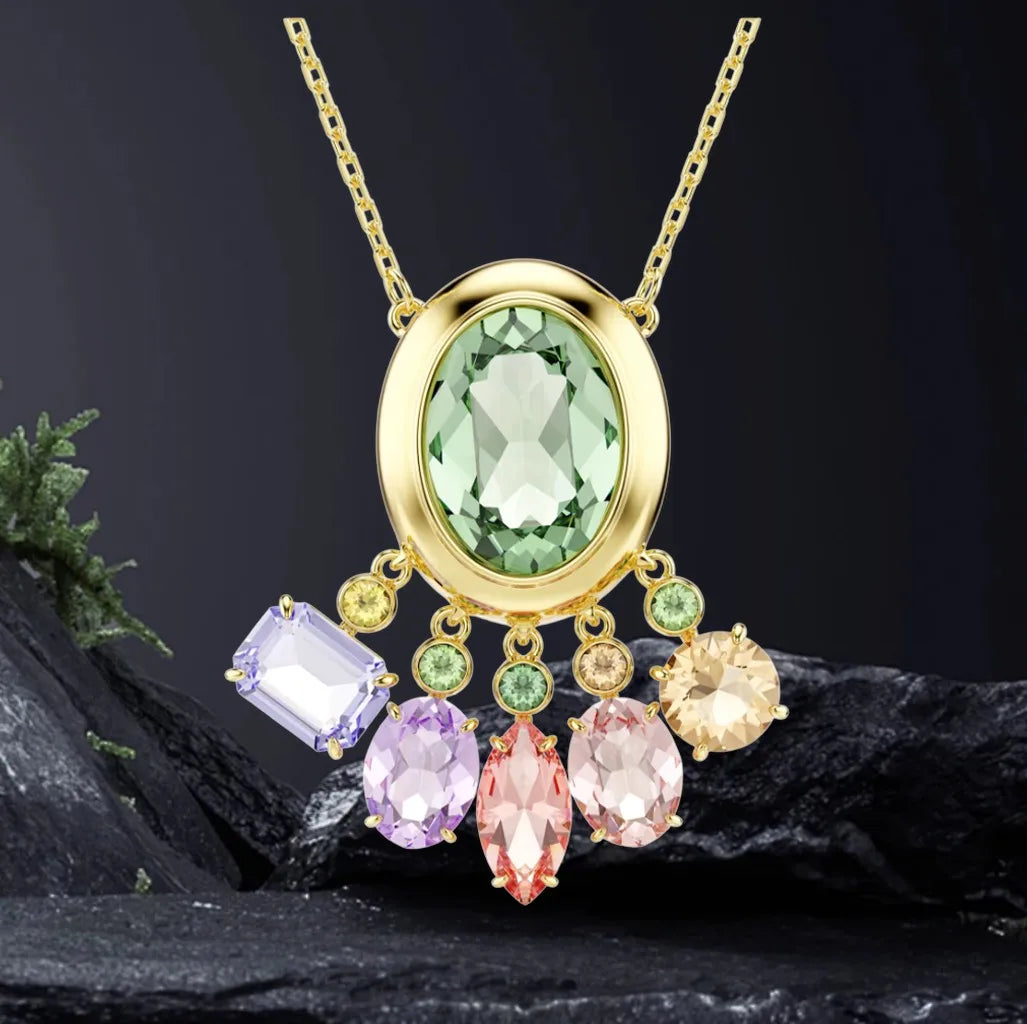 Elegant Silver Crystal Necklace and Earring Set for Women