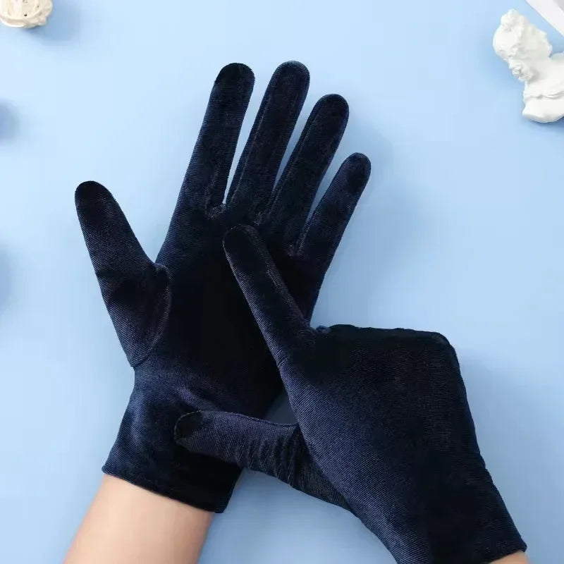 Stretch Velvet Wrist Length Gloves