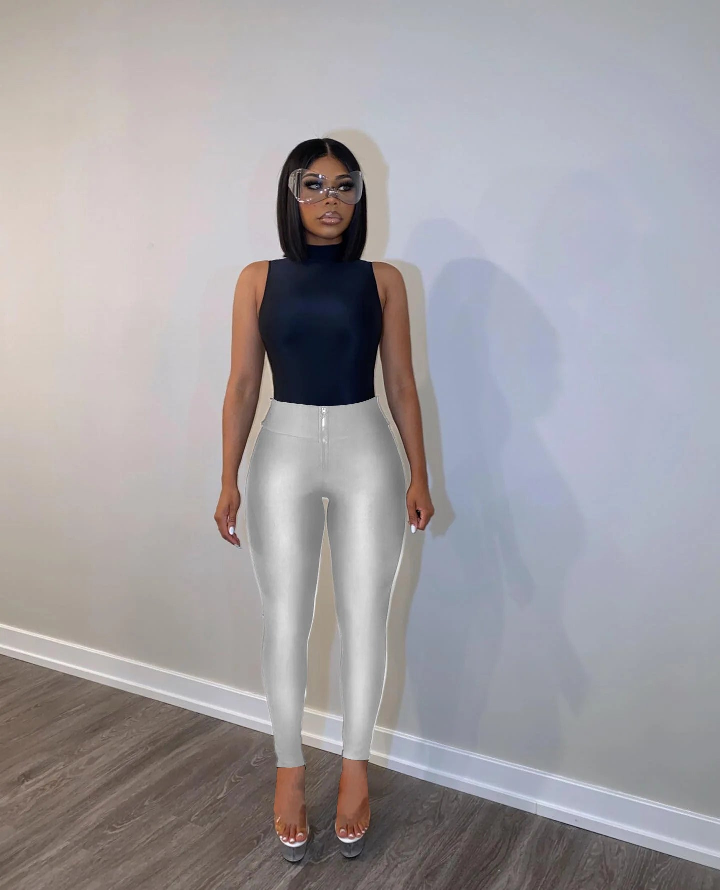 FAGADOER Summer New Fashion Zipper Patchwork Leggings Pants for Woman Solid Color High Waist Bodycon Pants Female Sportswear New