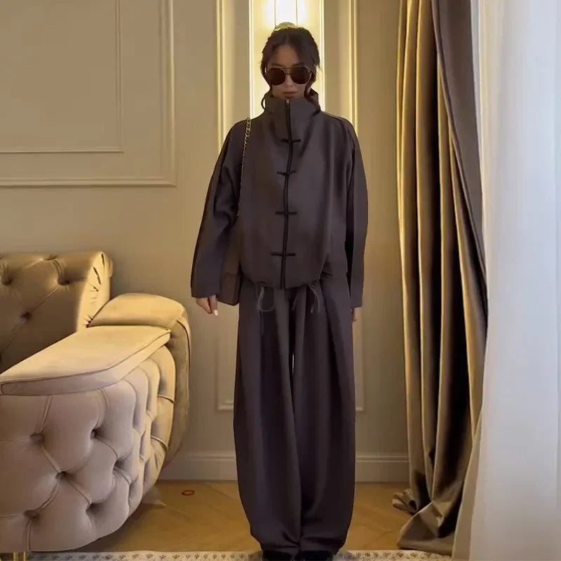 Loose Fit Casual Coat And Pant Set