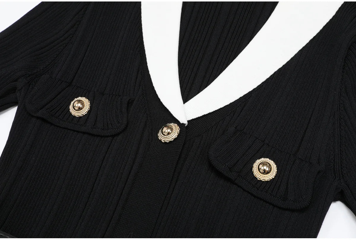 High-end Fashion Cropped Knit Dress New Autumn 2026 Women Short Sleeve High-waisted Belted Slim-fit Elegant Short Dresses