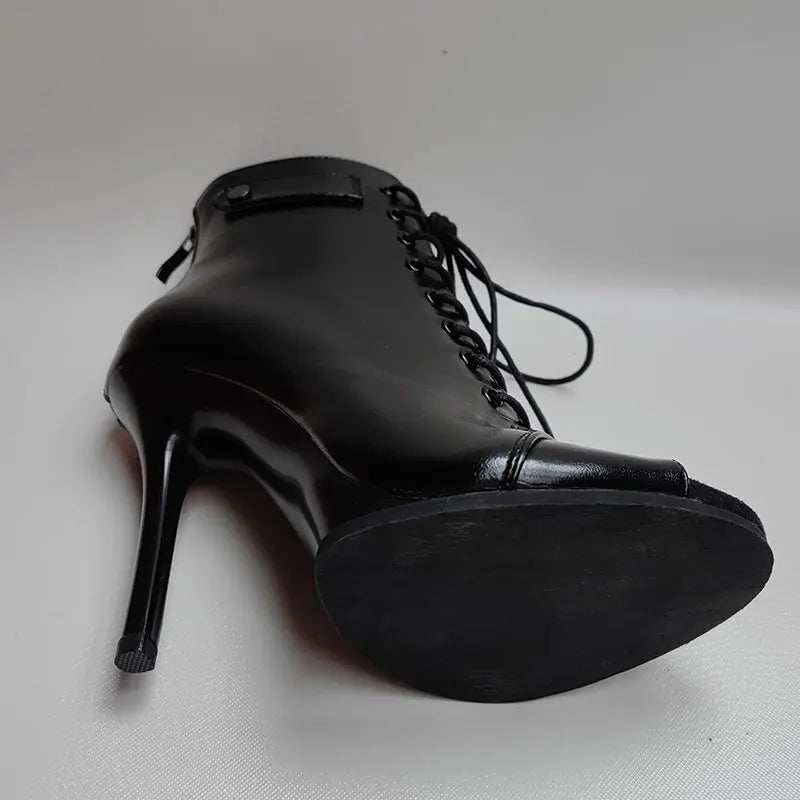 High Heel Lace Up Latin Dance Ankle Boots for Women
