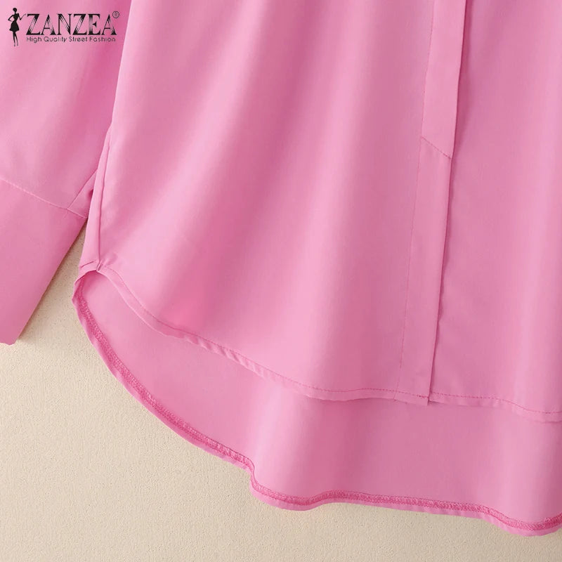 Oversized White Long Sleeve Button Up Blouse for Women