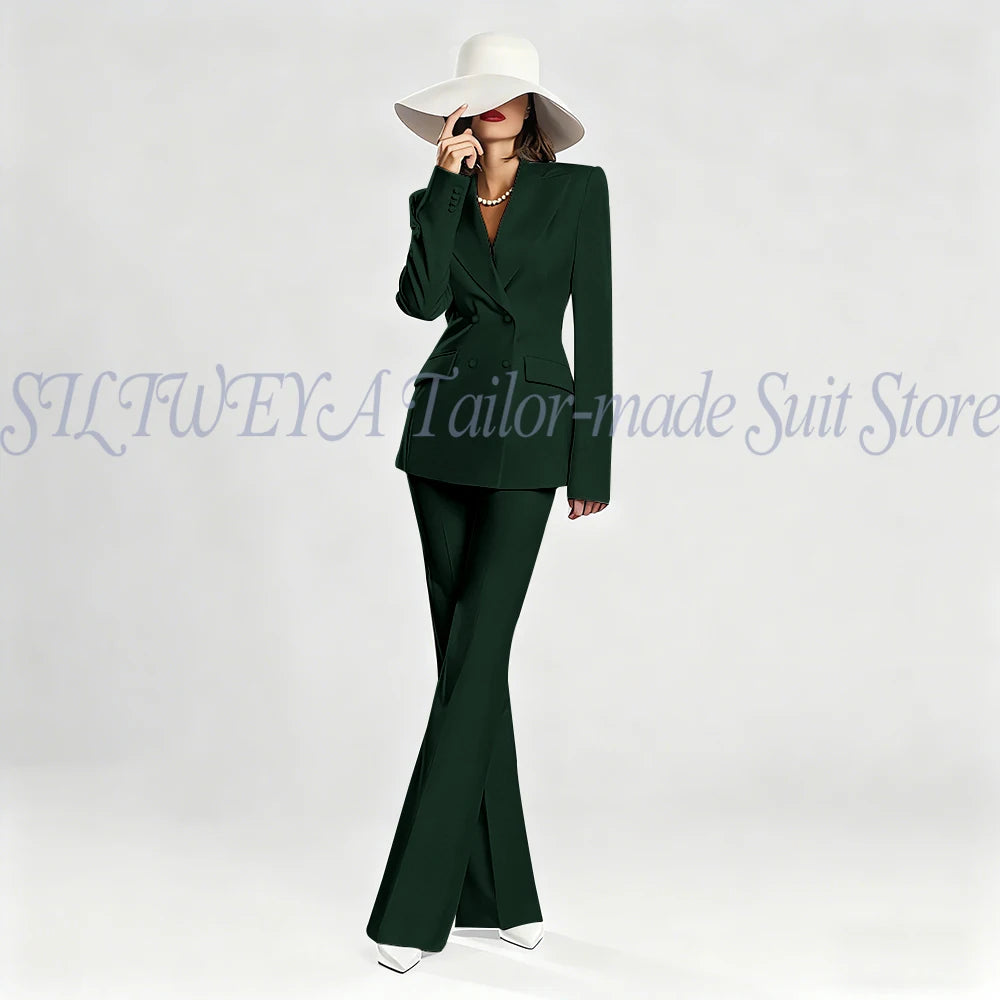 Slim Fit Double Breasted Blazer Suit Set for Women