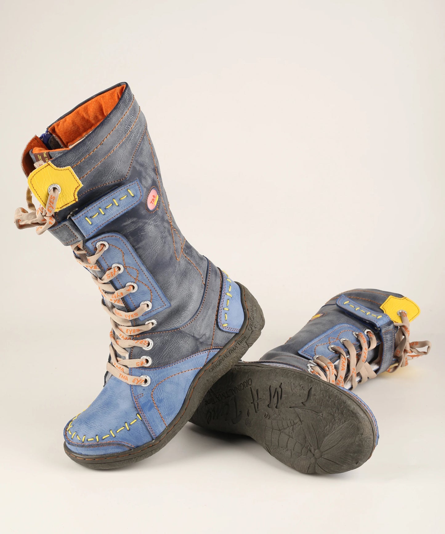 Hand Stitched Leather Mid Calf Boots
