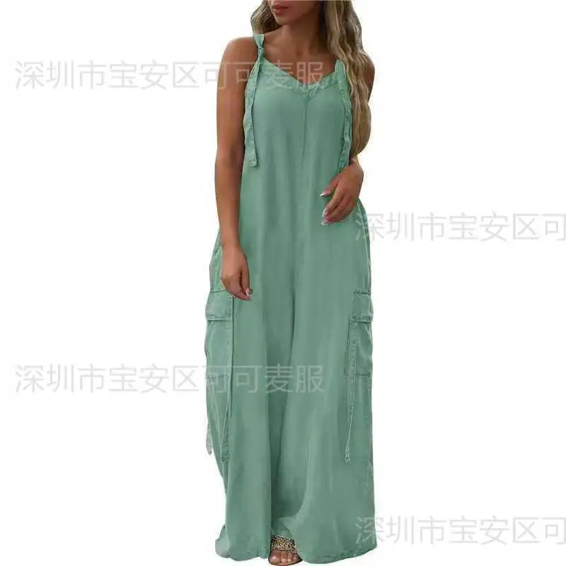 Jumpsuits Women One Piece Sleeveless Overalls Wide Leg Long Pants Casual Loose Rompers Y2k Streetwear Jumpsuit Summer 2025