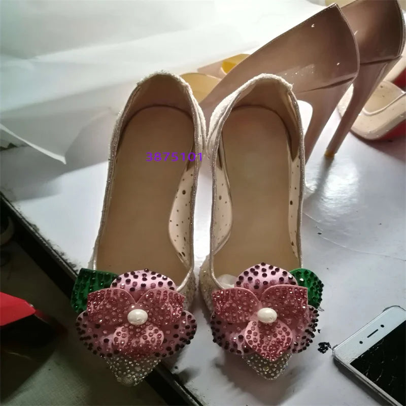 Crystal Mesh Bridal Pointy Pumps