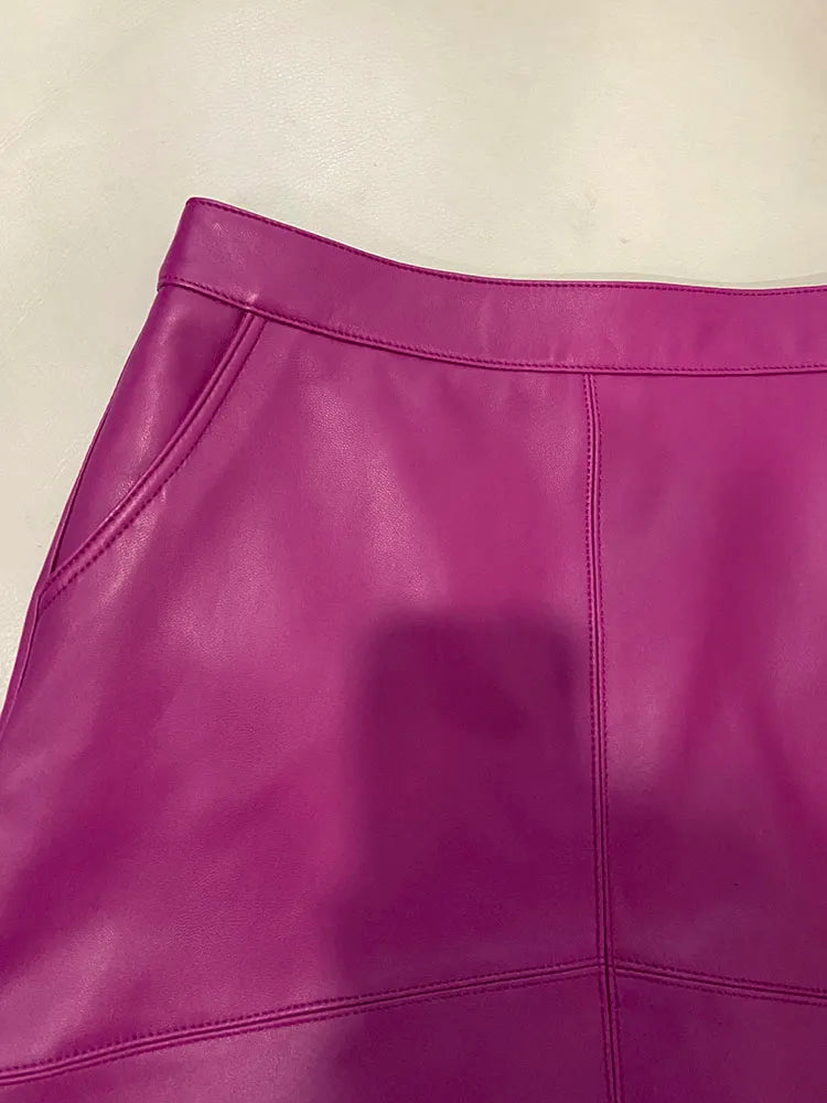Woman Skirts Elegant 2025 New Fashion Korean Style Genuine Real Leather Skirts High Waist Mini Skirt Womens