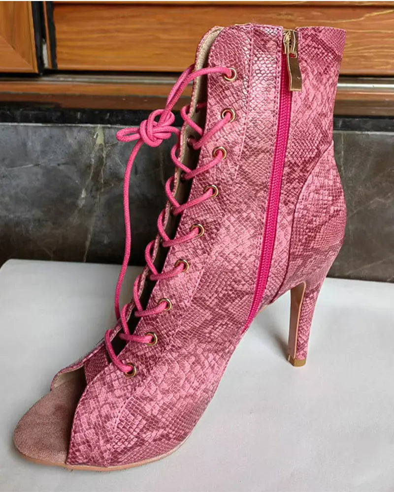 Stiletto Heel Latin Dance Zip Ankle Boots for Women