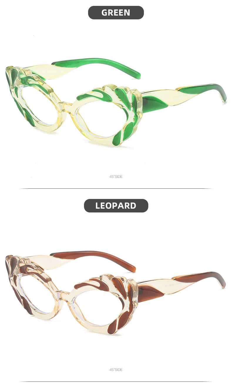 Anti Blue Light Green Cat Eye Reading Glasses For Women