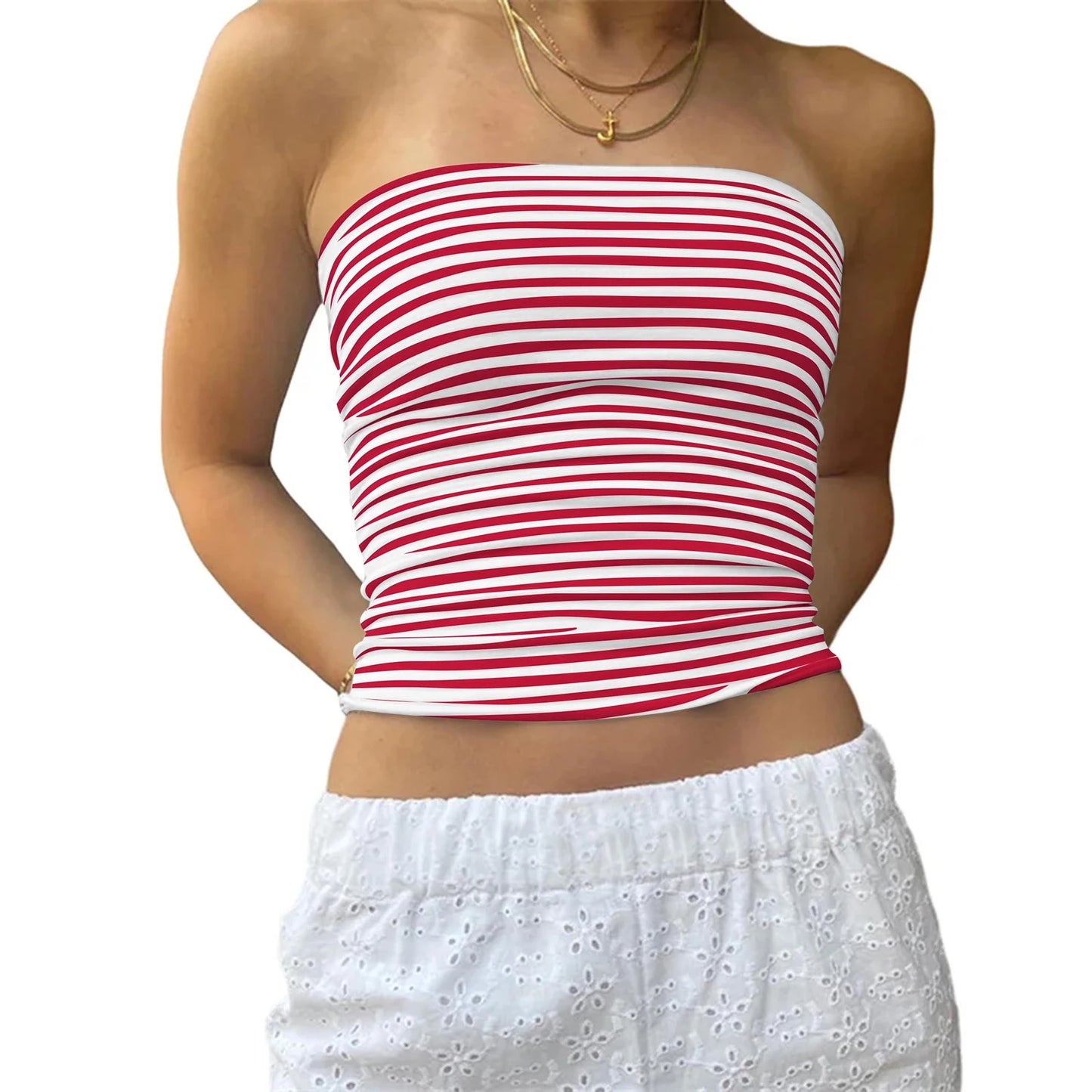 Strapless Off Shoulder Sleeveless Crop Top for Women
