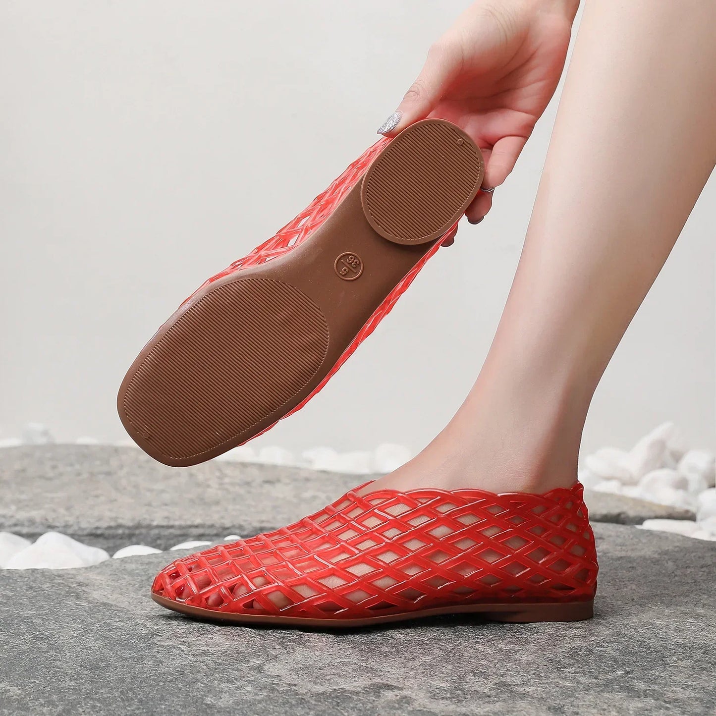 Lightweight Breathable Hollow Out Jelly Slides For Women