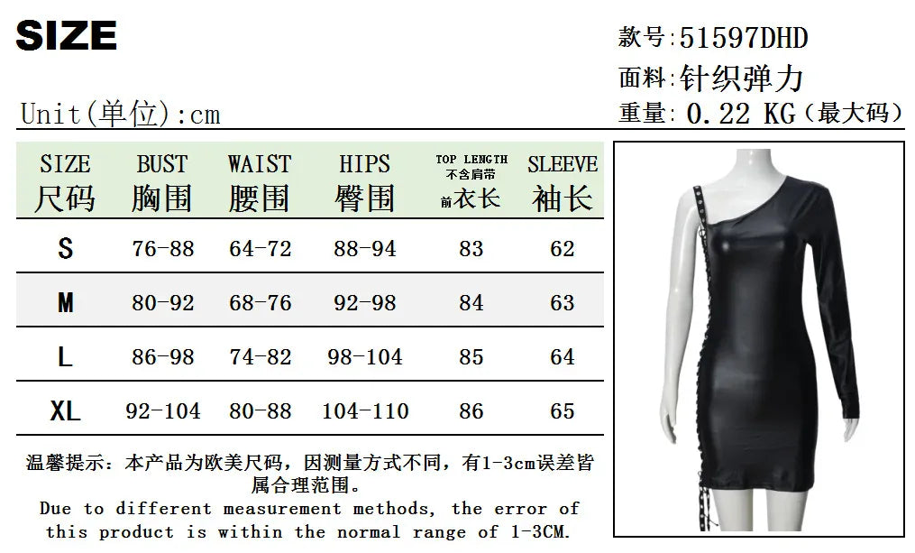 Weird Puss Bandage Hollow Dress Women Irregular Diagonal Collar Backless Single Sleeve Hot Girls Skinny Peach Hip Mini Bodycon