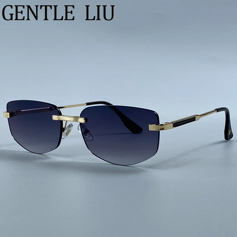 Rimless Geometric Fashion Sunglasses