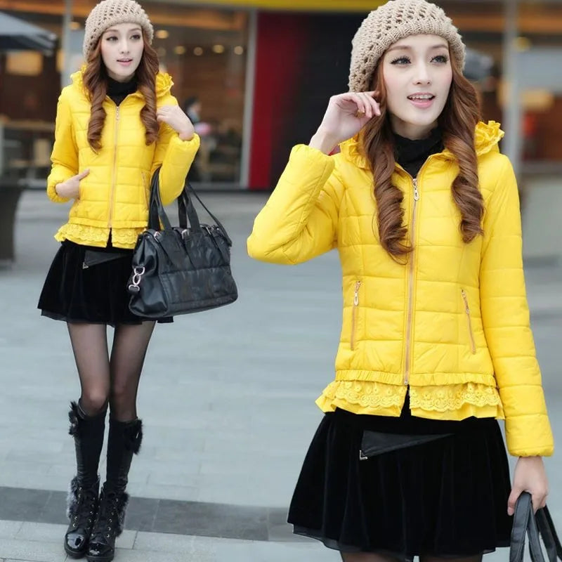 2025 New Women Cotton Jacket Coat Autumn Winter Fashion Warm Parkas Hooded Jacket