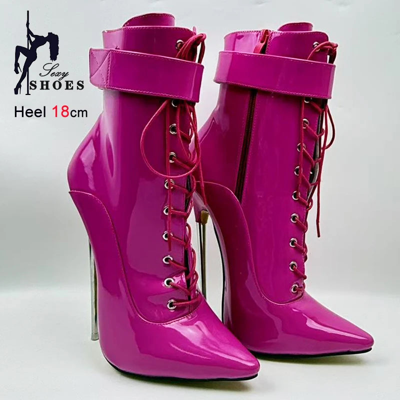 Sexy Pointed Toe Ankle Boots with Strap Wrap for Women