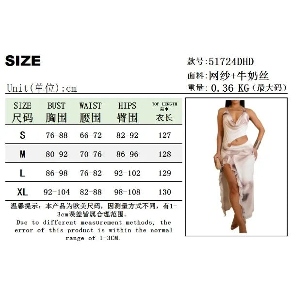 Sexy Evening Dress for Women Sleeveless Pile Collar Halter Print Ruffles Split Long Skirt Party Birthday Dresses New Summer 2025
