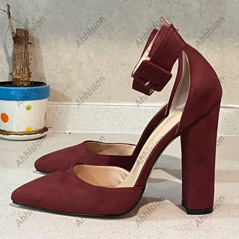 Elegant Faux Suede Pointed Toe High Heel Pumps For Women
