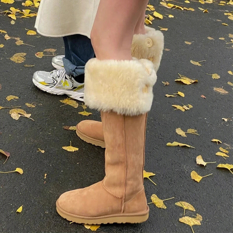 Classic Slip On Square Heel Mid Calf Boots for Women