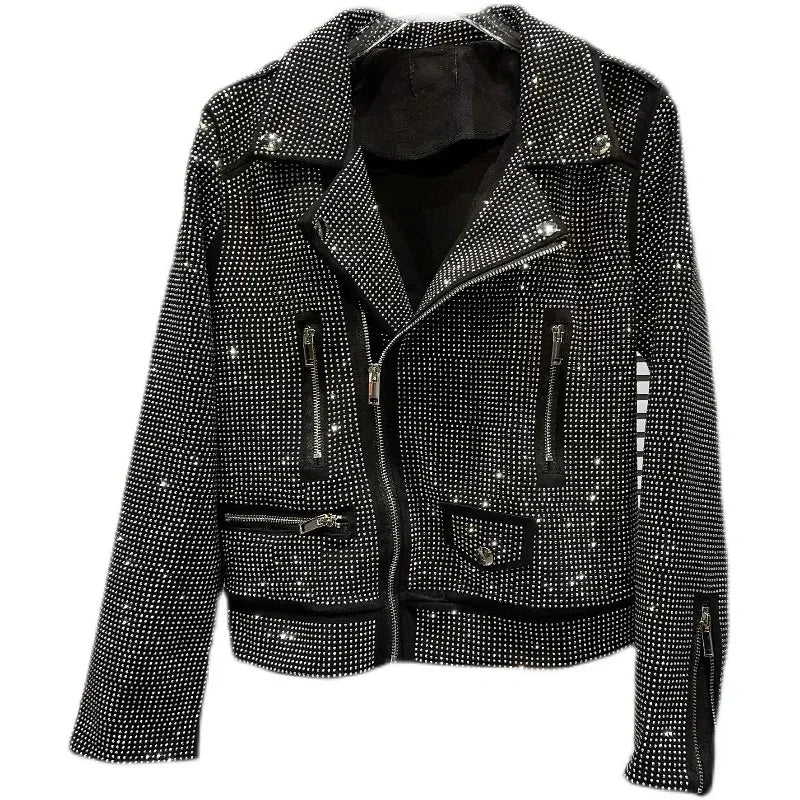 Sequined Embellished Zip Front Bomber Jacket For Women