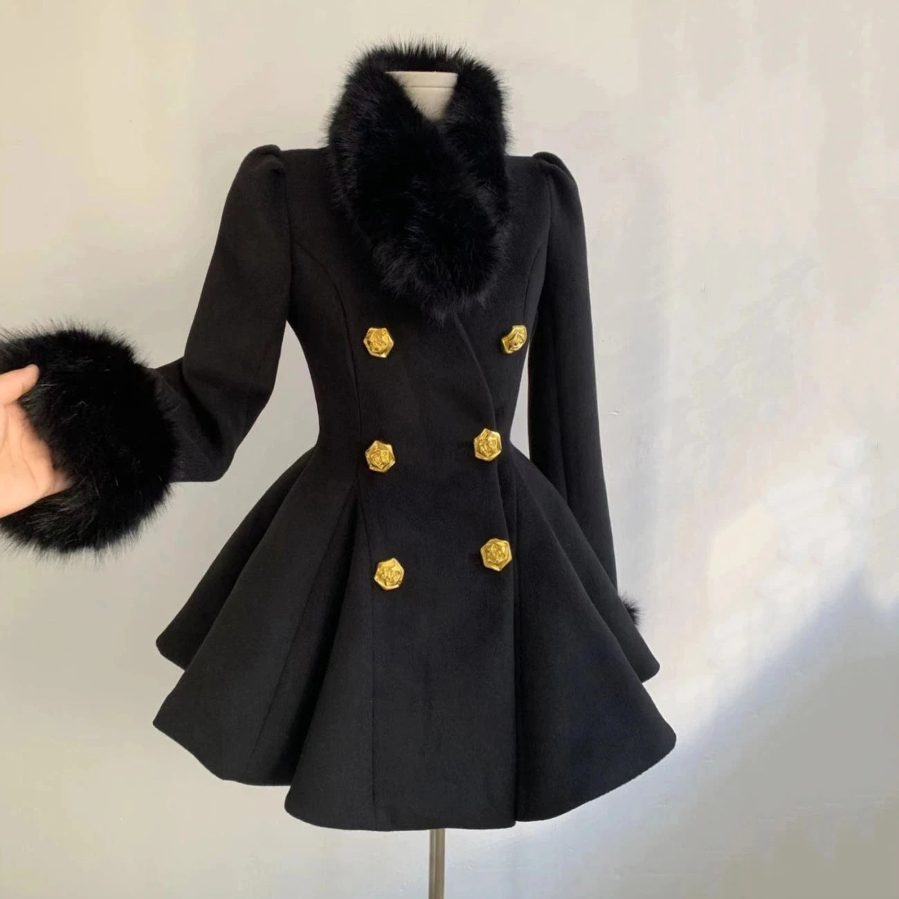 New Elegant Small Fragrance Celebrity Loose Coat Moda Woolen Winter French Style Vintage Blends Slim Waist Mid-length Outwear