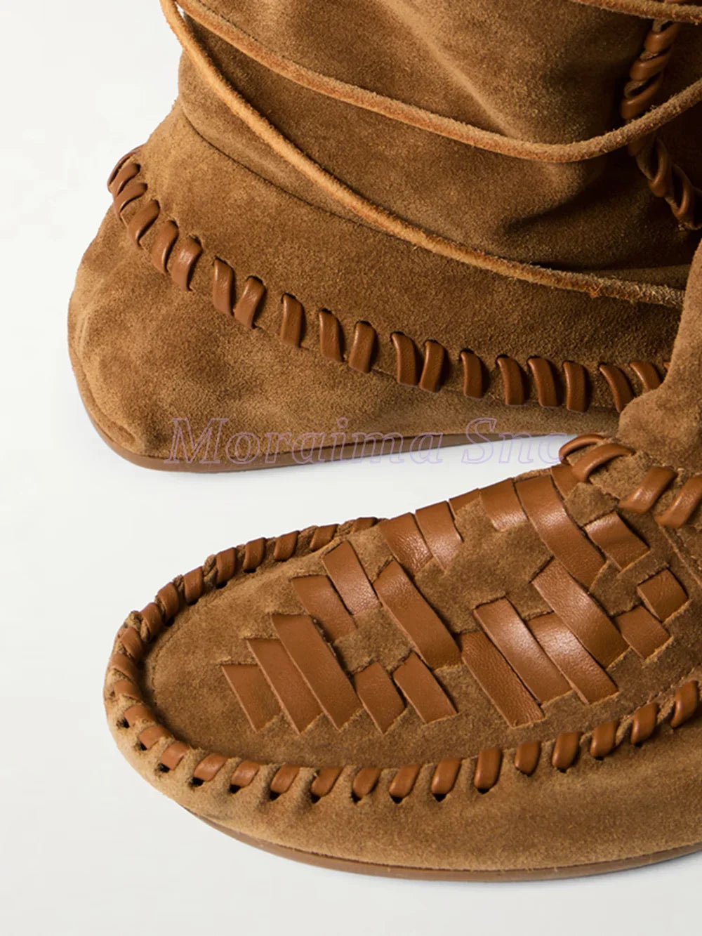 Fringe Cross Strap Suede Lace Up Ankle Boots For Women