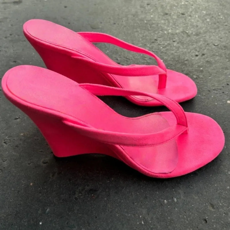 Comfortable Candy Color High Wedge Sandals For Women