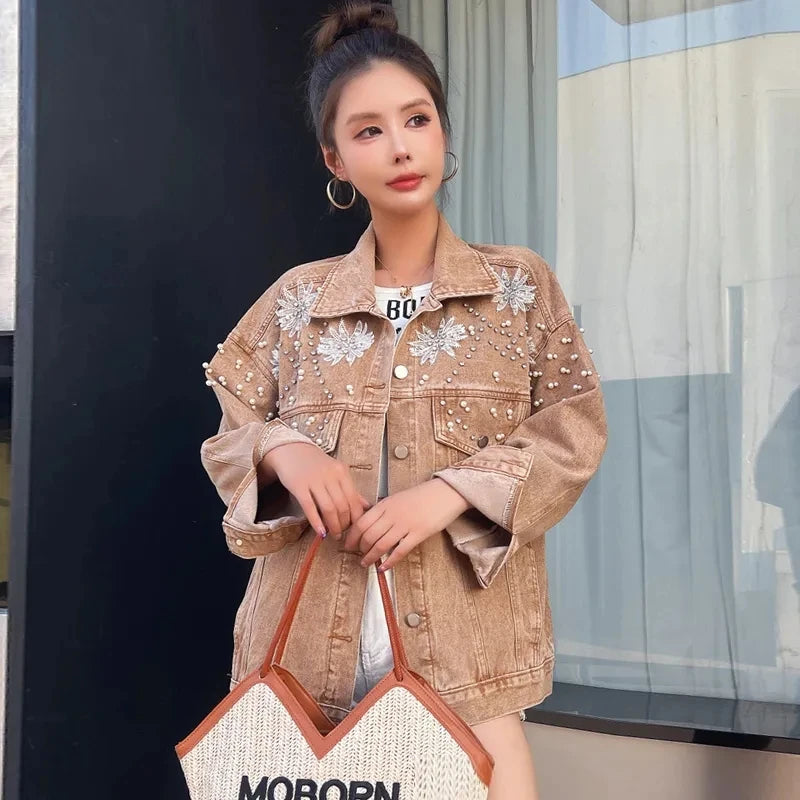 Y2K Beaded Denim Jacket