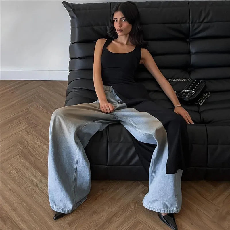 Elegant Asymmetrical High Slit Maxi Dress for Women
