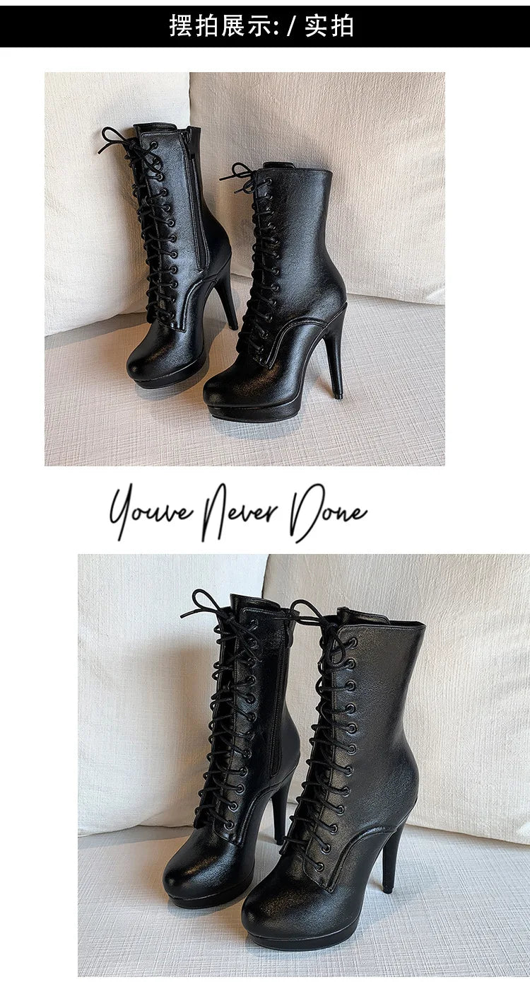 Elegant Matte Finish Round Toe Ankle Boots for Women