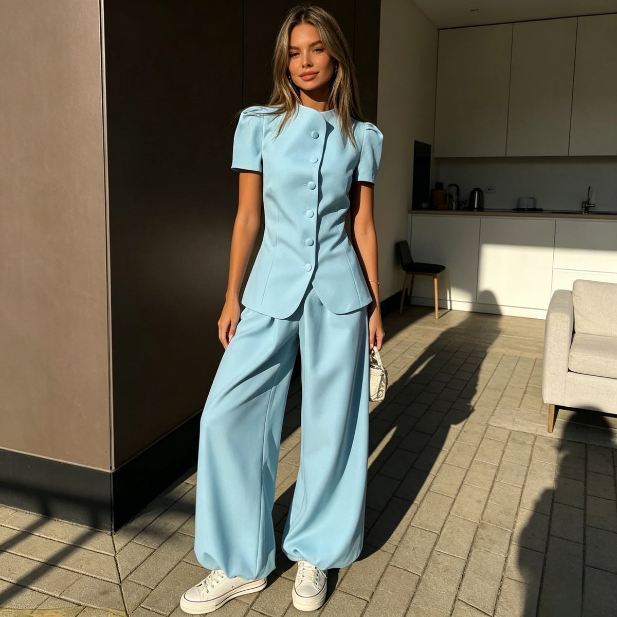 Wide Leg Two Piece Pants Set