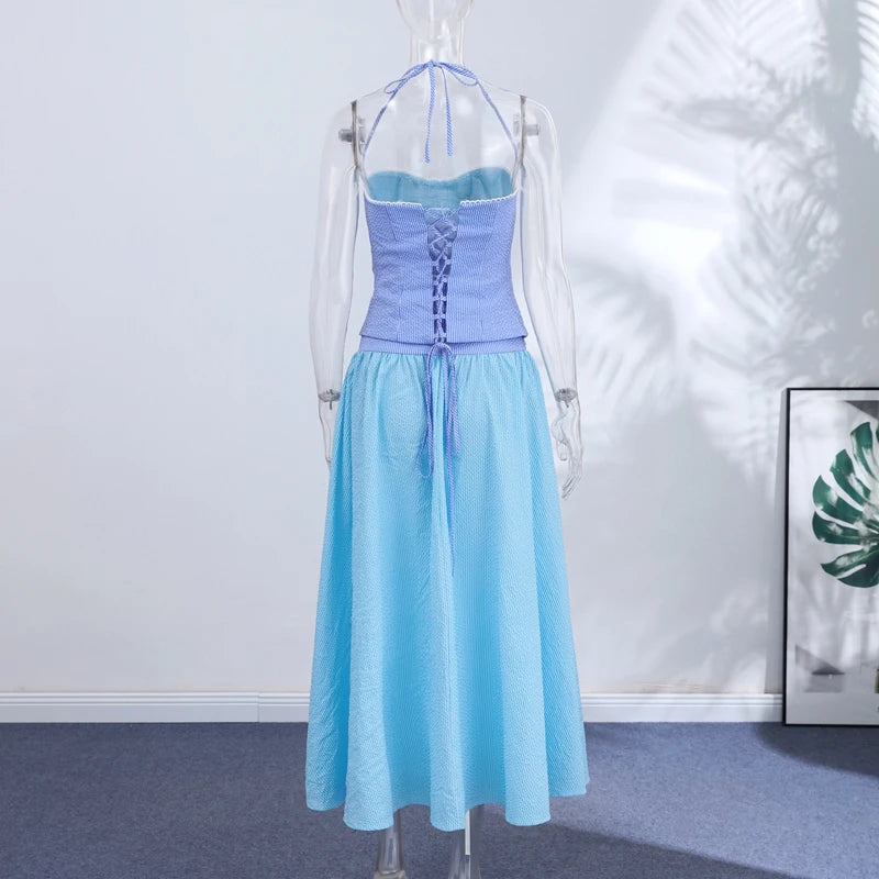 Elegant Backless Sleeveless Two Piece Set For Women